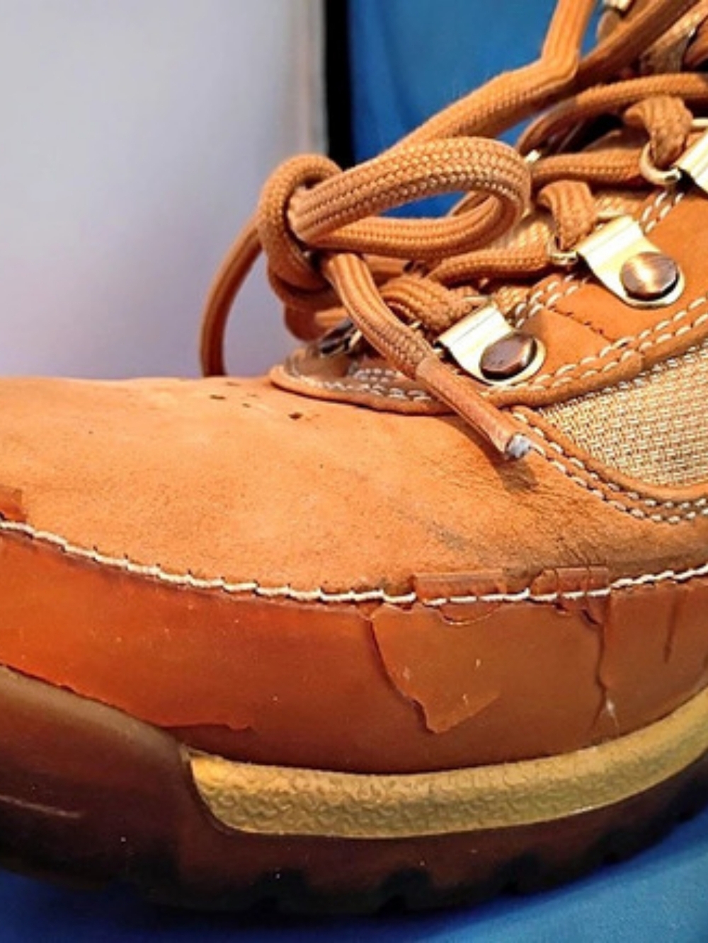 Distressed Timberland Euro Hiker Brown/Beige Leather Hiker Boots Men’s 10.5 M - Picture 5 of 8